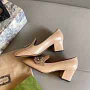 Gucci GG Beige Heeled Loafers - 2