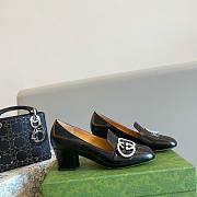 Gucci GG Black Heeled Loafers - 6