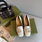 Gucci GG White Heeled Loafers - 1