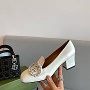 Gucci GG White Heeled Loafers - 6