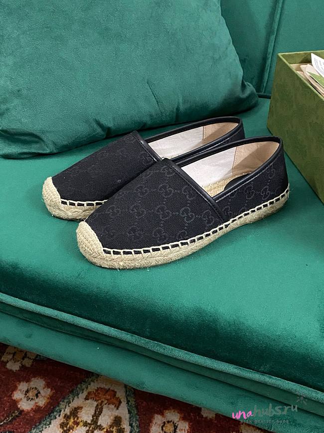 Gucci GG Black Canvas Espadrilles - 1