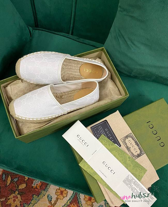 Gucci GG White Canvas Espadrilles - 1