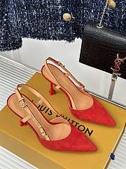 Louis Vuitton Blossom Slingback Red Suede Pump - 6