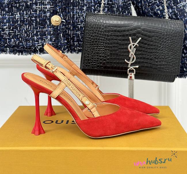 Louis Vuitton Blossom Slingback Red Suede Pump - 1