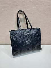 Prada large antique nappa black leather tote - 5