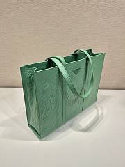 Prada large antique nappa green leather tote - 3