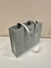 Prada large antique nappa gray leather tote - 2