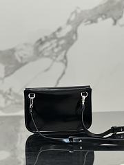 Prada logo stamp top black brushed leather bag - 3