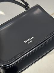 Prada logo stamp top black brushed leather bag - 5