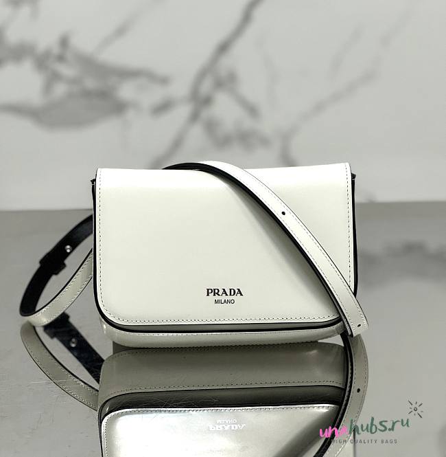 Prada logo stamp top white brushed leather bag  - 1