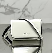 Prada logo stamp top white brushed leather bag  - 1