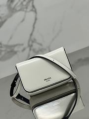 Prada logo stamp top white brushed leather bag  - 4