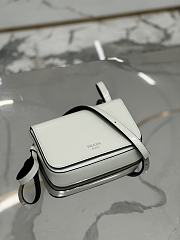 Prada logo stamp top white brushed leather bag  - 2