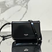 Prada logo stamp top black brushed leather bag - 1