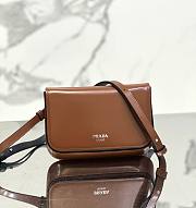 Prada logo stamp top brown brushed leather bag - 1