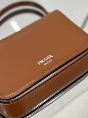 Prada logo stamp top brown brushed leather bag - 5