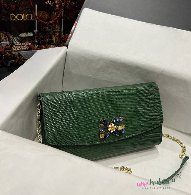 D&G green flower logo shoulder bag - 1