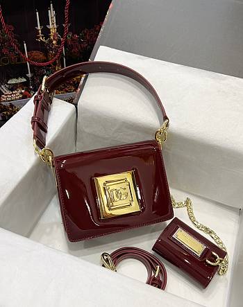 D&G wallet logo plaque dark red tote bag