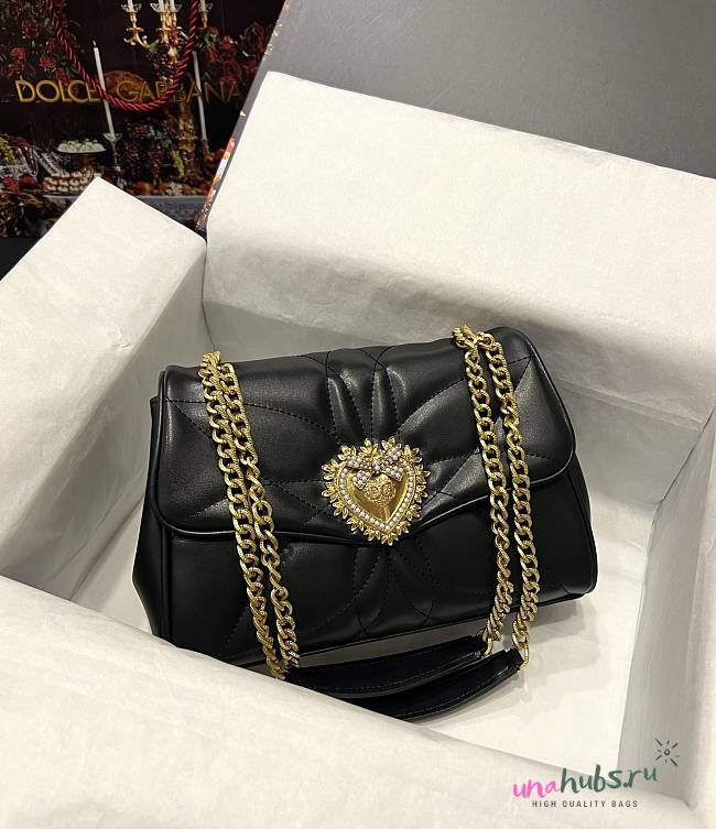 D&G Devotion jewel heart black leather bag - 1