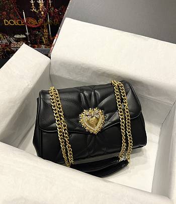 D&G Devotion jewel heart black leather bag
