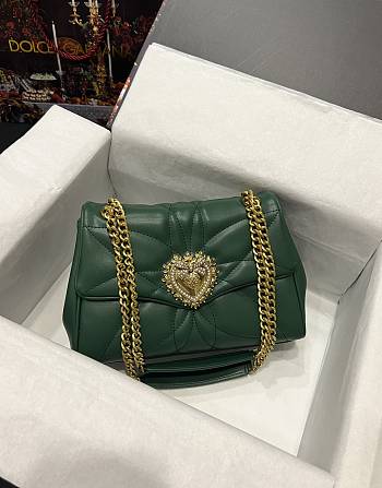 D&G Devotion jewel heart green leather bag