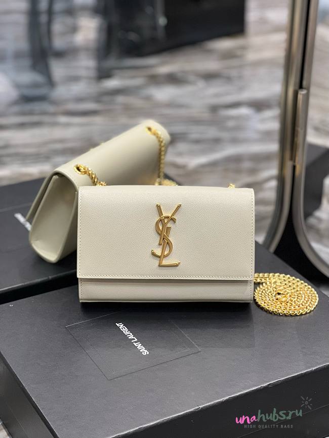 YSL Kate White Gold Chain 20cm Bag - 1