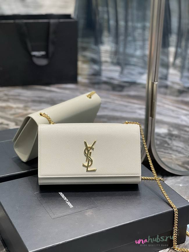 YSL Kate White Gold Chain 24cm Bag - 1