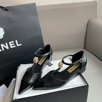 Chanel black flower shoes