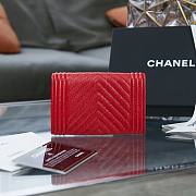 Chanel red lambskin V quilted wallet - 2