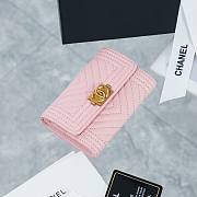 Chanel pink lambskin V quilted wallet - 6