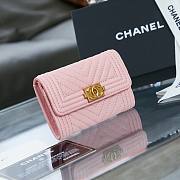 Chanel pink lambskin V quilted wallet - 3