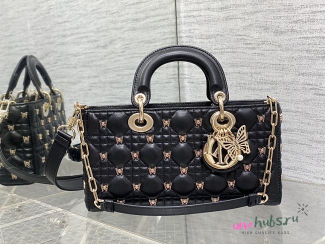 Dior Lady D-Joy Black Lambskin Butterfly Studs Bag - 1