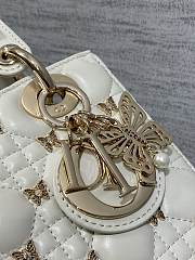 Dior Lady White Lambskin Butterfly Studs Bag - 6