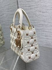 Dior Lady White Lambskin Butterfly Studs Bag - 5