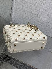 Dior Lady White Lambskin Butterfly Studs Bag - 4