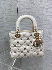 Dior Lady White Lambskin Butterfly Studs Bag - 2