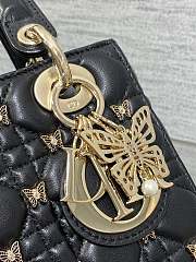 Dior Lady Black Lambskin Butterfly Studs Bag - 2