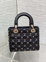 Dior Lady Black Lambskin Butterfly Studs Bag - 5