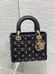 Dior Lady Black Lambskin Butterfly Studs Bag - 6