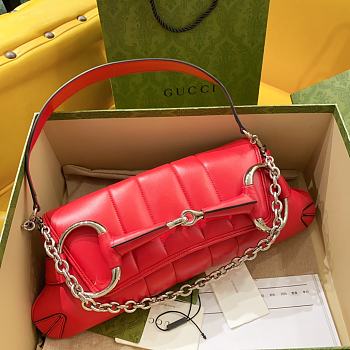 Gucci Horsebit large chain red leather bag