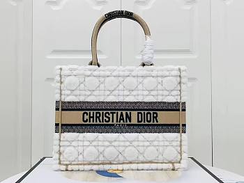 Dior book tote medium ice cannage shearling bag