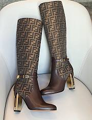 Fendi Delfina brown leather high-heeled boots - 4