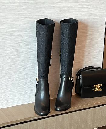 Fendi Delfina black FF leather high-heeled boots