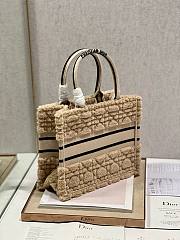 Dior book tote small beige cannage shearling bag - 6