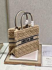 Dior book tote small beige cannage shearling bag - 5