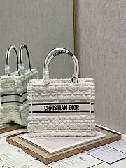 Dior book tote small white cannage shearling bag - 1