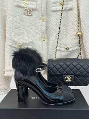 Chanel 23P black ankle strap block heels  - 5