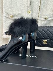 Chanel 23P black ankle strap block heels  - 4