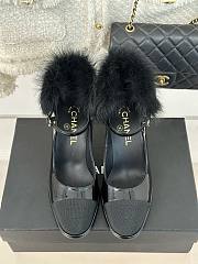 Chanel 23P black ankle strap block heels  - 2