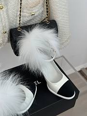 Chanel 23P white ankle strap block heels  - 5